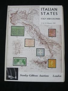 STANLEY GIBBONS AUCTION CATALOGUE 1968 ITALIAN STATES ITALY AND COLONIES