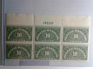 SCOTT # QE1 PLATE BLOCK OF 6 10 CENT SPECIAL HANDLING MINT NEVER HINGED GEM !!!