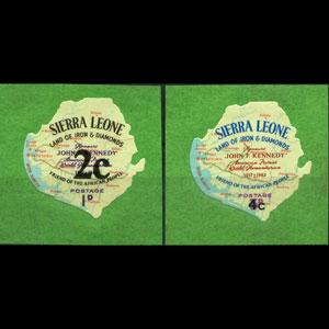 SIERRA LEONE 1965 - Scott# 281-2 Kennedy Surch. 2-4c NH