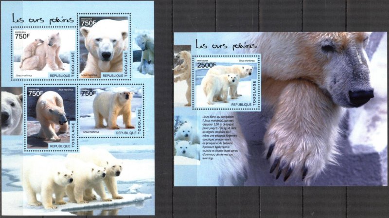 Togo 2014 Polar Bears Sheet + S/S MNH