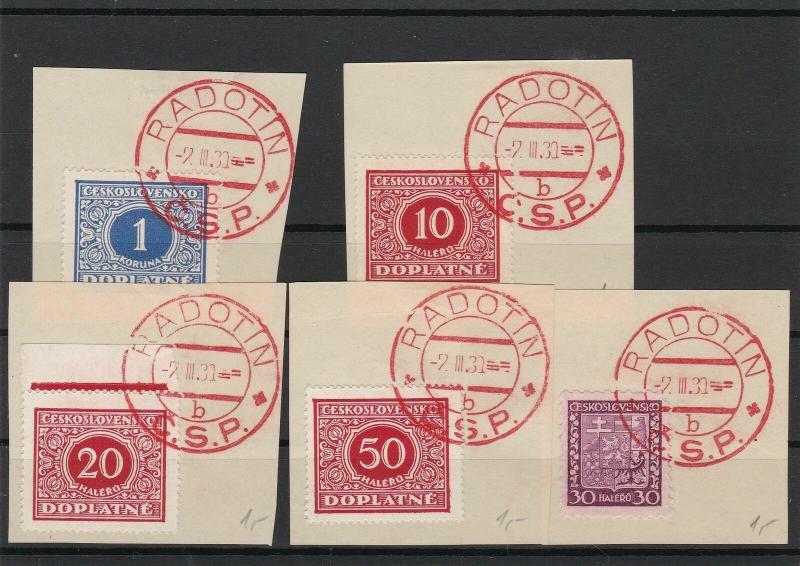 Czechoslovakia 1930 Souvenir Stamps Radotin Cancels On Piece Ref 23856