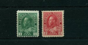 1c #104 fine & 2c green #106 VF MH Cat $50 mint stamps