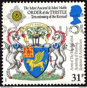 GREAT BRITAIN 1987 QEII 31p Multicoloured, Order of the Thistle-Arms of Royal...