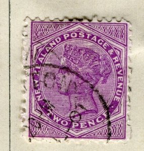 NEW ZEALAND; 1880s classic QV Side Facer issue fine used 2d. value deep Shade