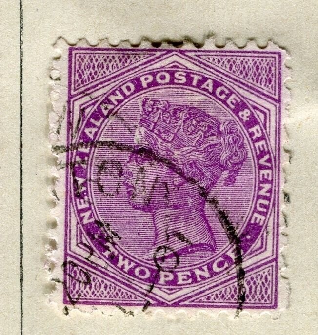 NEW ZEALAND; 1880s classic QV Side Facer issue fine used 2d. value deep Shade