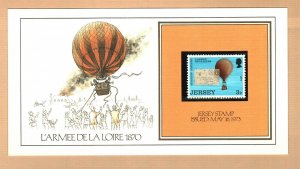 L'ARMEE DE LA LOIRE 1870 HOT AIR BALLOON JERSEY 1973 3p Stamp Presentation Card