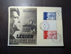 1943 WWII France Tricolor Legion Souvenir Postcard Cover Lyon Exposition