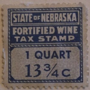 United States State Revenue Nebraska Fortified Wine Tax 1 Quart Used