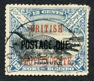 North Borneo SGD46 12c Black and Dull Blue Post Due used Cat 28 Pounds