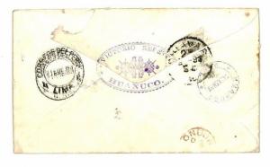 PERU Transatlantic Cover *Huanuco*Violet CDS Uprated Stationery ITALY 1893 F274a