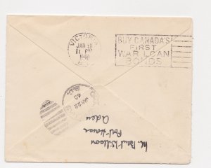 ADEN cover to British Columbia 1940 REDIRECTED