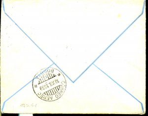 UNITED STATES '39 AIRMAIL COVER FRANKED 15 & 20c PRESIDENTIAL BROOKLYN TO BOGOTA