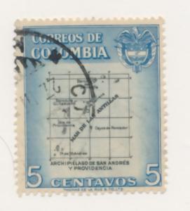 Colombia 1956 Scott 649 used - 5c, map, departmental issue