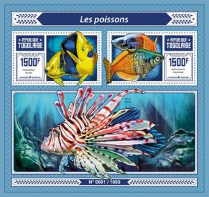 TOGO 2015 SHEET FISHES MARINE LIFE tg15609b