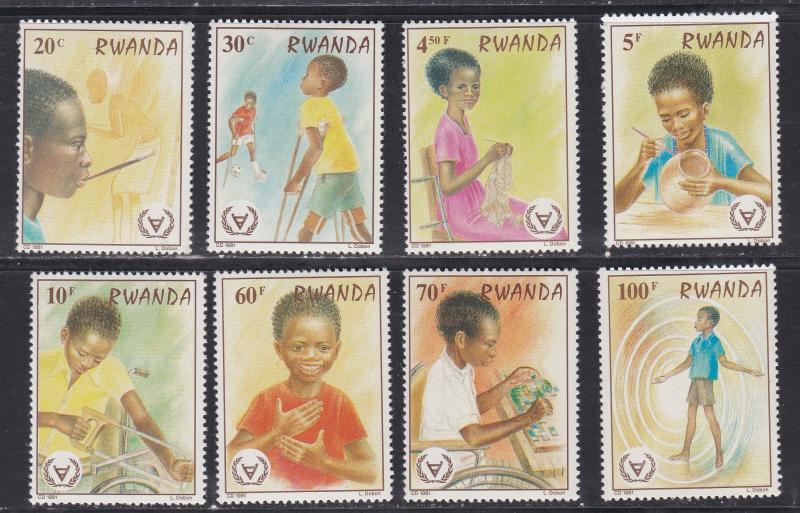 Rwanda # 1059-1066, International Year of the Disabled, Mint, NH, 1/2 Cat.