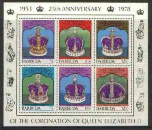 BARBUDA - 1978 - Coronation, Crowns - Perf 6v Sheet - Mint Never Hinged