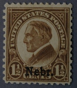 United States #670 1 1/2 Cent Harding Nebr Overprint OG