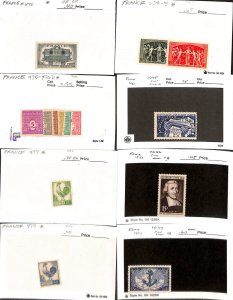 France, Postage Stamp, #472..647 Mint Hinged, 1944-1951 (CC)