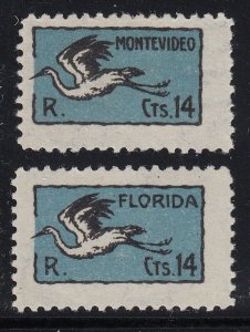 Uruguay 1925 14c Blue & Black Montevideo & Florida VLM Mint. Scott C7-C8