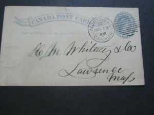 Canada 1888 Postal Card, one cent, Montreal cancel, tiny tear at top