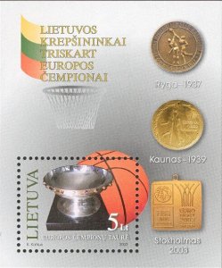 Lithuania 2003 MNH Stamps Souvenir Sheet Scott 756 Sport Basketball