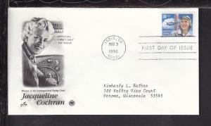 US Jacqueline Cochran 1996 PCS Typed FDC BIN