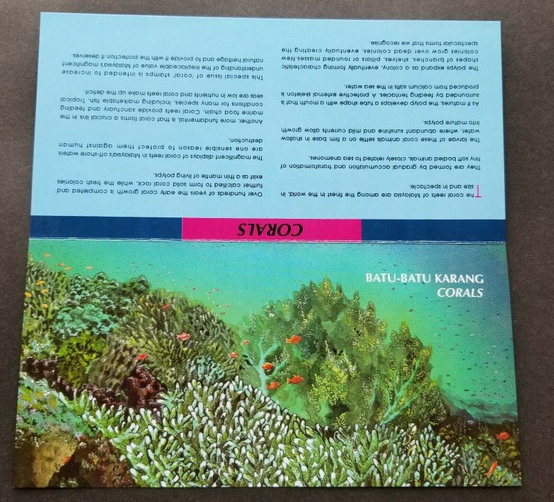 Malaysia Corals 1992 Underwater Life Reef Fauna Marine Ocean (p. pack) MNH