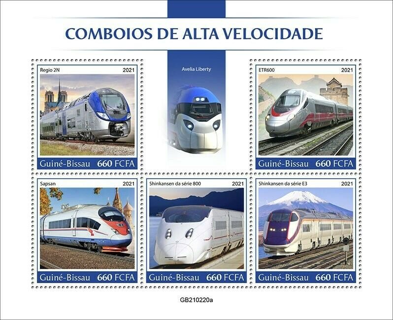 2021/07 - GUINEA BISSAU - SPEED TRAINS     5V  complet set    MNH  T