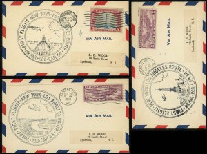 New York Los Angeles CAM34 Route First Flight 1930 Airmail Cover Collection USA