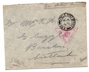 UK GREECE 1916 WWI FIELD POST OFFICE #81 ATHENS BRITISH CENSORED MARKING IN RED