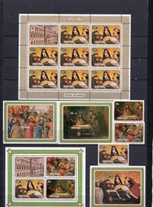 AITUTAKI 1978 EASTER PAINTINGS FROM LOUVRE SET OF 3 STAMPS, SHEET & 4 S/S MNH