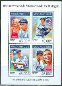 MOZAMBIQUE 2014 100th  BIRTH ANN  JOE DIMAGGIO WITH MARILYN MONROE SHT  MINT NH