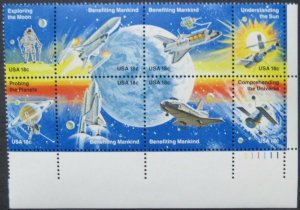 1912-19 Space Achievement Plate Block of 8 Mint NH VF