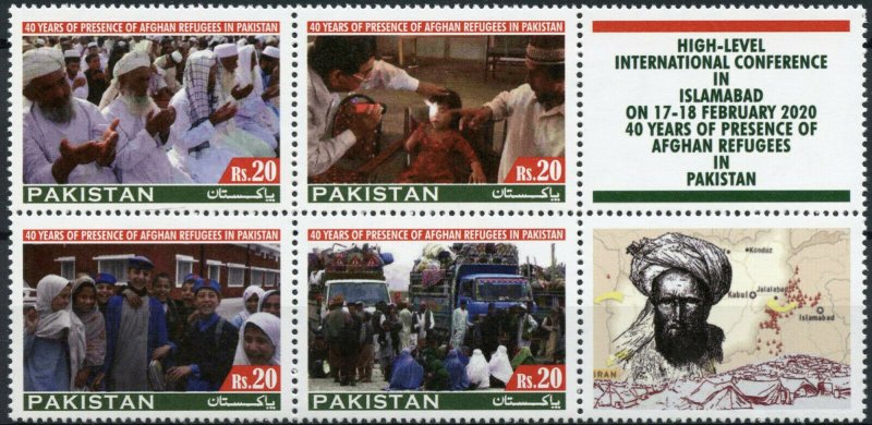 Pakistan Stamps 2020 MNH Presence of Afghan Refugees 40 Years 4v Block A + Label