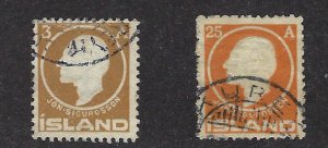 Iceland SC#87 & 91 Used F-VF SCV$70.00....Fill a Great Spot!