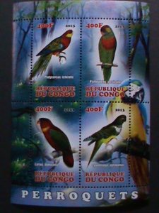 CONGO-2013- COLORFUL BEAUTIFUL LOVELY BIRDS CTO SHEET-VF WE SHIP TO WORLD WIDE