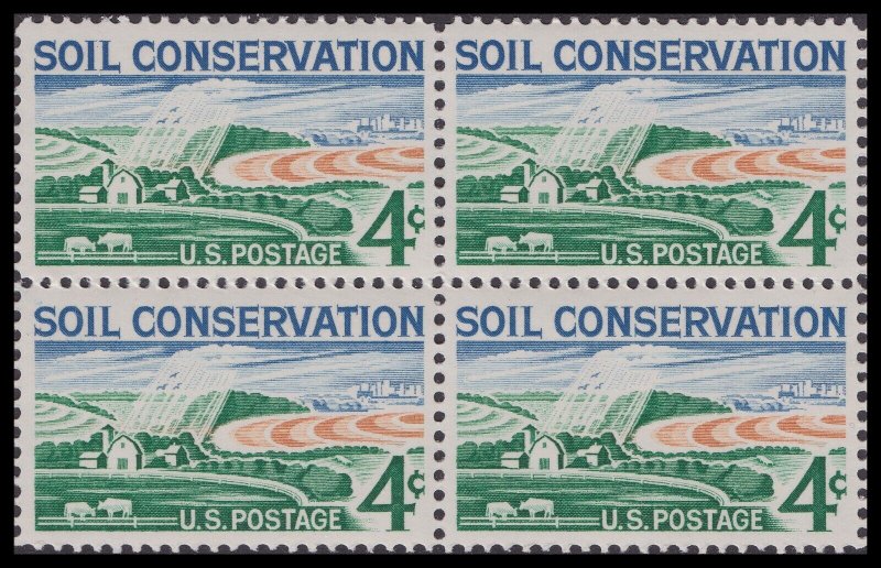 US 1133 Soil Conservation 4c plate block 4 LL 26423 MNH 1959