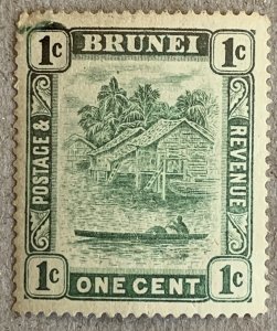 Brunei rare 1911 1c with MISSING C in WATERMARK. Scott 14. SG 35b, CV £225.00