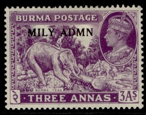 BURMA GVI SG43, 3a dull violet, M MINT.