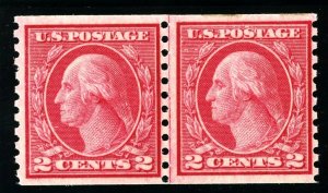 USAstamps Unused VF US 1916 Washington Perf 10 Line Pair Scott 492 OG MNH