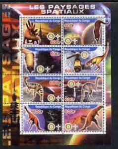 CONGO KINSHASA - 2004 - Dinosaurs & Space - Perf 8v Sheet - MNH-Private Issue