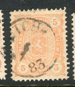 FINLAND; 1875-81 classic Helsingfors print issue fine used Shade of 5p. Postmark