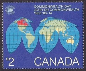 CANADA $2 Commonwealth #977 Mint NH below face! Map, globe, etc Fine-VF