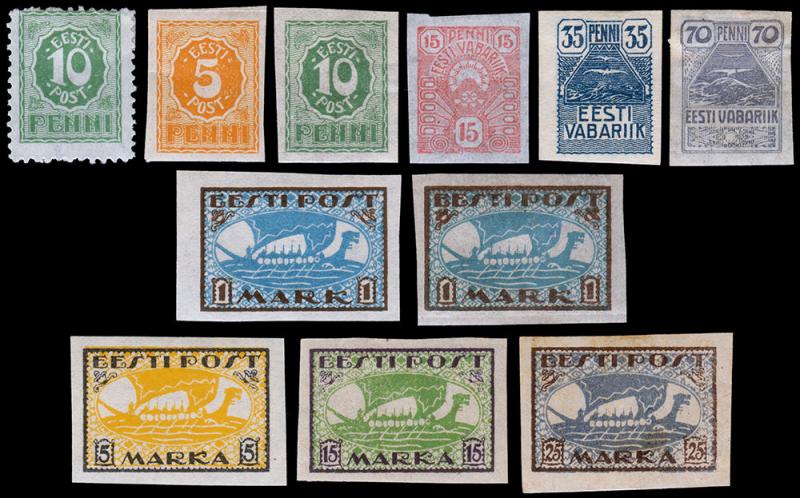 Estonia Scott 28-34, 34a, 35-37 (1919-20) Mint H F-VF Complete Set, CV $23.80