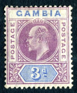 Gambia 1904 KEVII. 3d purple & ultramarine. MC CA. Mint. LH. SG61.