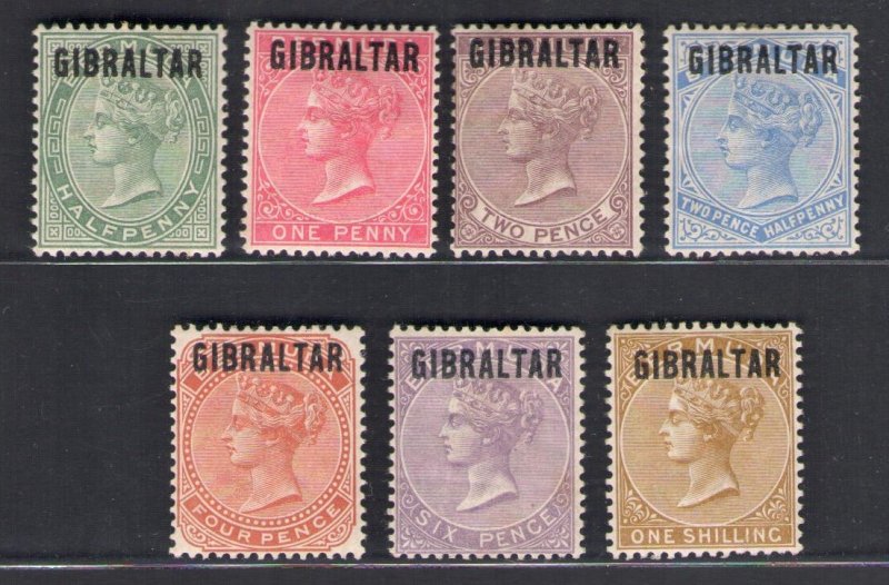 1866 Gibraltar, Stanley Gibbons No. 1/7 - Overprinted Victory - MH*