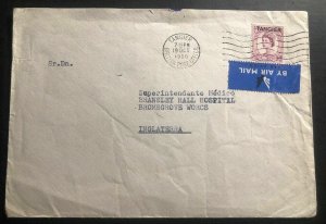 1956 Tangier Morocco British PO Airmail Cover to Barnsley Hall Hospital England