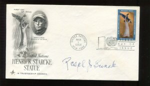 Ralph Bunche American Noble Prize Winner Signed United Nations Cover LV6389