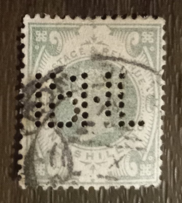 GB Sg211 Used VF Perfin IBHL Queen Victoria 1891