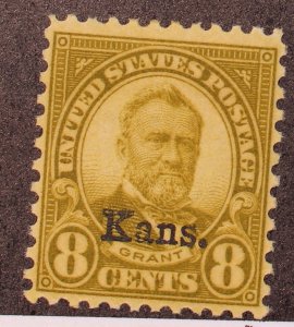 Scott 666 - 8 Cents Grant - OG MH - Kansas Overprint - Nice - SCV - $72.50